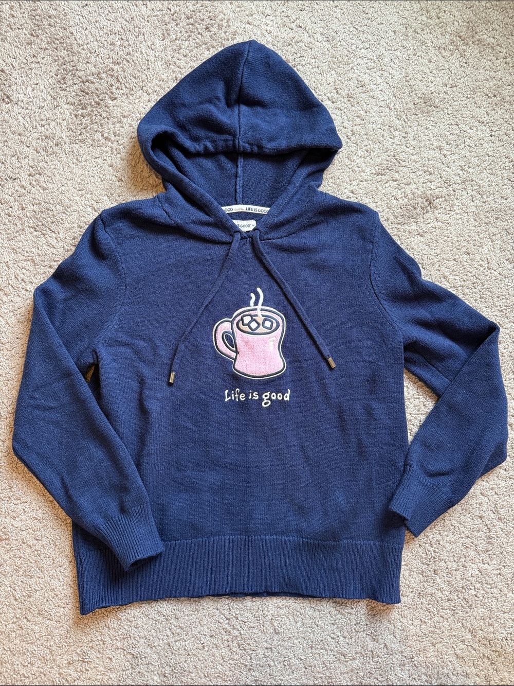 Life Is Good Navy Hooded Sweater